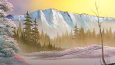 Bob Ross vor einem seiner Landschaftsbilder. | Bild: BR/Bob Ross Company